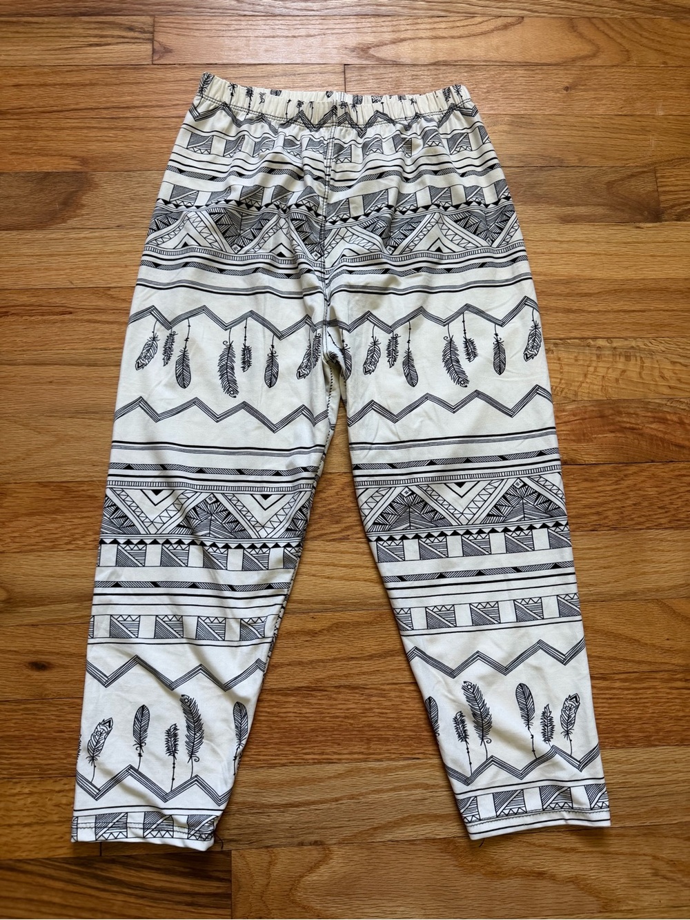 Kids White & Black Patterned Leggings